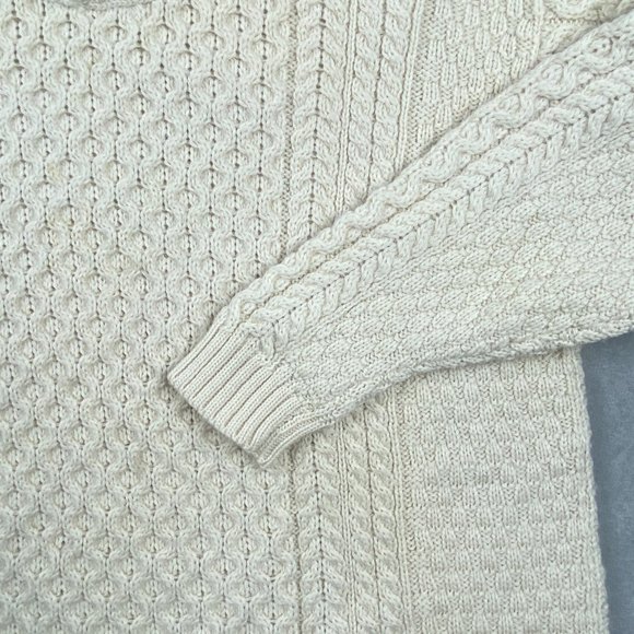 Blarney Woollen Mills Sweater Men XXL Cream Merino Wool Irish Fisherman Cable - Picture 10 of 16